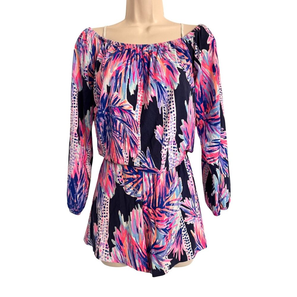Lilly Pultizer Lana Off Shoulder Size Small EUC Romper Shorts